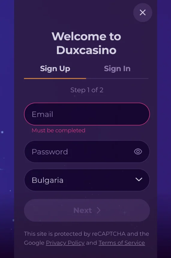 DuxCasino login
